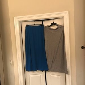 2 skirts: 1 royal blue, 1 grey.